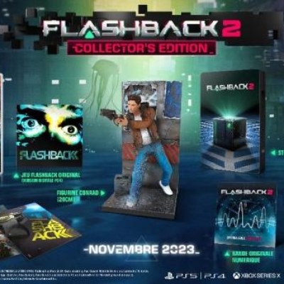 L’édition Collector, qui sera disponible sur Nintendo Switch, PlayStation 4, PlayStation 5 comprendra le jeu complet, un Steelbook exclusif, la bande son numérique de Flashback 2, 2 planches de stickers, Un écusson en Pixel art de Conrad, Une figurin